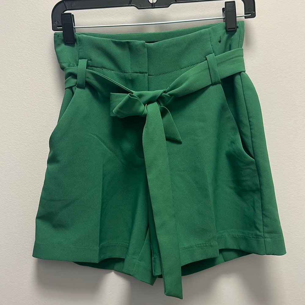 7th Avenue New York and Company green work shorts with belt size 0